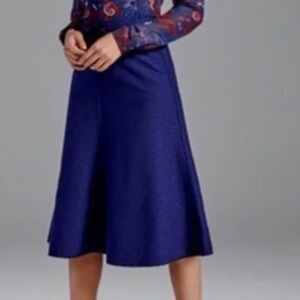 CAbi Tulip Flare A Line Skirt Blue Midi Wear to Work Casual Women's 3097 size 6